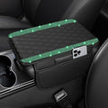 NBTEPEM Bling Car Center Console Cover, Leather Car Arm Rest Cover Cushion with 2 Storage Bags, Universal Auto Armrest Protector Storage Box, Bling Accessories Interior for Most Vehicles (Green)
