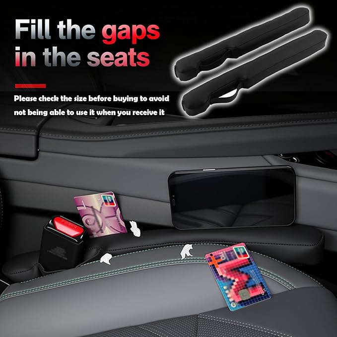 Aokdom 2026 Latest 2PCS Upgraded Car Seat Gap Filler with Fixing Ring,Elastic Car Gap Filler to Avoid Dropping Cell Phones/Keys,Essential Cars Gaps Seat Fillers Cars Accessories