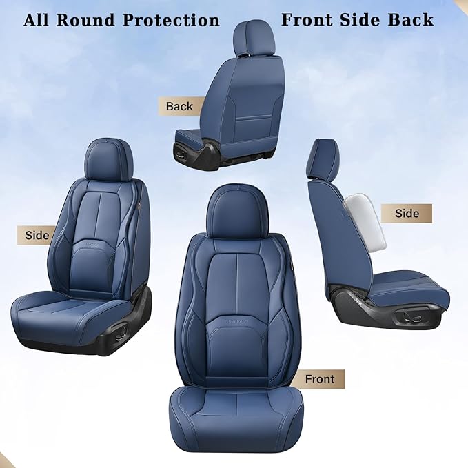 Coverado Seat Covers, Car Seat Covers Front Seats, Premium Nappa Leather Seat Covers for Cars, Waterproof Car Seat Protector 