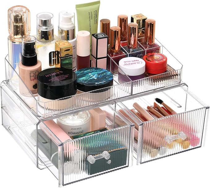 ZHIAI stackable storage drawer, cosmetic acrylic storage box, cosmetics and beauty product storage organizer, suitable for ma