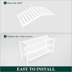 Smiry Bamboo Shoe Rack for Closet, 3 Tier Wooden Stackable Shoe Organizer, Free Standing Shoes Storage Shelf for Entryway, Fr