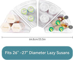 Oubonun Lazy Susan Organizers Set of 6, 10.2”x 9.4”x 4” Plastic Transparent Kitchen Cabinet Storage Bins with Handle, 4" Deep