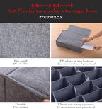 MURRI&MURRDI 2 Packs Sock and Underwear Storage Closet Organizer with Lids, 30 Cells Foldable Drawer Divider, Linen Cotton St