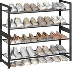 Stackable Shoe Rack, 4 Tier Metal Shoes Rack Storage Organizer,Large Capacity Shoe Shelf Holds 24 Pairs of Shoes,Sturdy and S