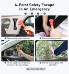 Car Safety Hammer 10 Pack, Car Emergency Escape Tool Car Window Glass Breaker and Seat Belt Cutter with Light Reflective Tape