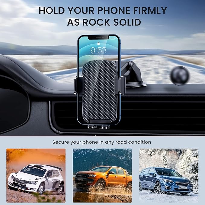 TICILFO Car Phone Holder [Military-Grade Suction] Phone Stand for Car [Super Stable] Automobile Car Mount for iPhone Universal Accessories Air Vent Dashboard Windshield Mount Fit Vehicle Accessories