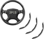 Steering Wheel Covers, 3PCs Carbon Fiber Anti-Skid Clip on Car Steering Wheel Cover Protector Universal for Most Car Wheel, B