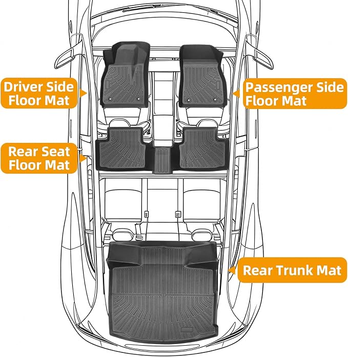 Floor Mats for Chevy Malibu 2013 2014 2015, Also for 2016 Chevrolet Malibu Limited, 8th gen Malibu Floor Mats for Malibu LS LT LTZ Eco, 1st & 2nd Row & Cargo Liner, TPE Anti-Slip Waterproof Duty