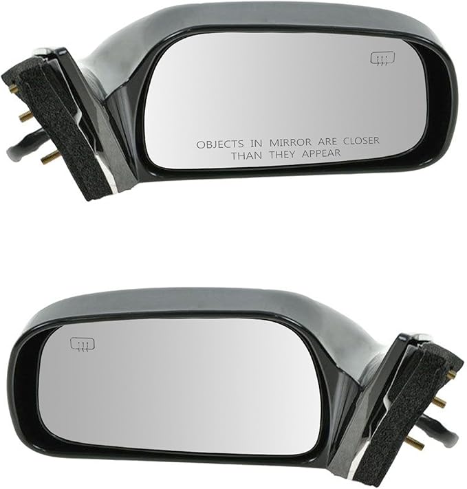 TRQ 2 Piece Driver and Passenger Side Mirror Assembly Set Electric Adjustment Heated No Memory Black Compatible with 1997-200