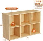 Wooden 6 Cube Storage Organizer with Closed Back Panel, Modern Open Cube Storage Shelf Bookshelf with Compartments, Cube Shel