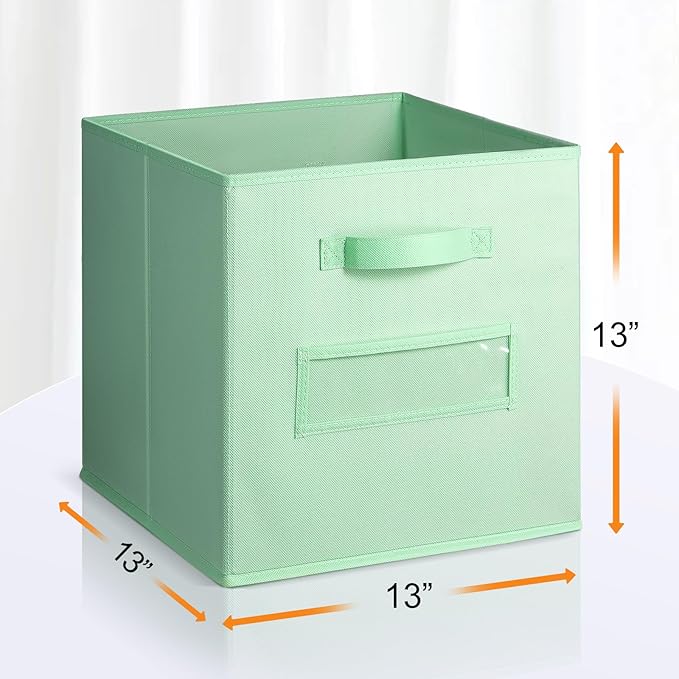 artsdi 13x13x13 storage cube bins(Set of 8) Fabric storage cubes with 8 Labels Window Cards & a Pen, storage cubes 13x13, Col