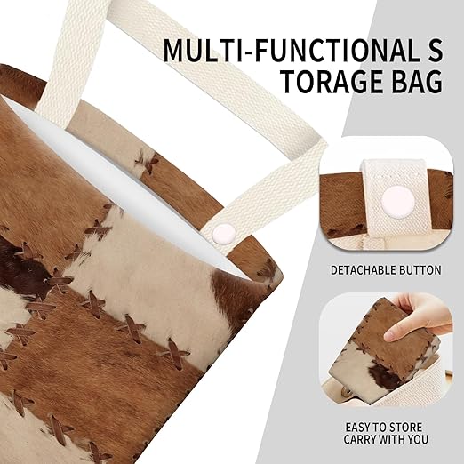 Car Garbage Can, Seat Back Hanging Cute Car Trash Can Bag, Car Organizer and Storage Bag for Travelling, Outdoor Retro Brown Cow Pattern