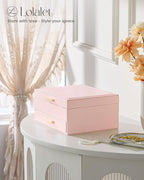 Lolalet 2-Layer Jewelry Box Organizer for Women Girls, Jewelry Storage Case Holder with Drawers for Necklaces Ring Earrings B