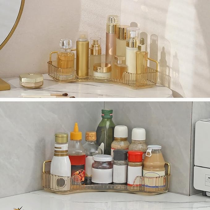 INVSSENE Corner Bathroom Countertop Organizer, Vanity Organizer Trays for Counter, Makeup Organizers, Perfume Tray, Skincare 
