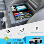 JDMCAR Center Console Organizer Compatible with 2025 2026 Toyota 4Runner Accessories, Insert ABS Materials Tray, Armrest Box Secondary Storage Tray Interior Accessories (Glossy Black Trim)