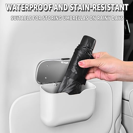 HOLDCY Car Trash Can, Waterproof Multi‑Functional Auto Trash Bin for Door/Console/Seat Back, Universal Vehicle Garbage Can for Car/Truck/SUV Drivers (White)