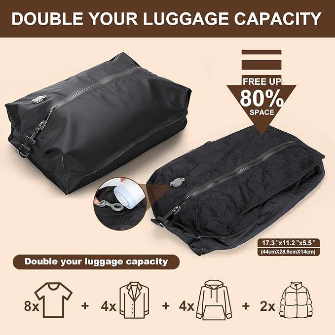 25 Pack Vacuum Storage Bags for Clothing Travel Vacuum Seal Bags With Wireless Pump IP67 Waterproof Reusable Vacuum Compressi