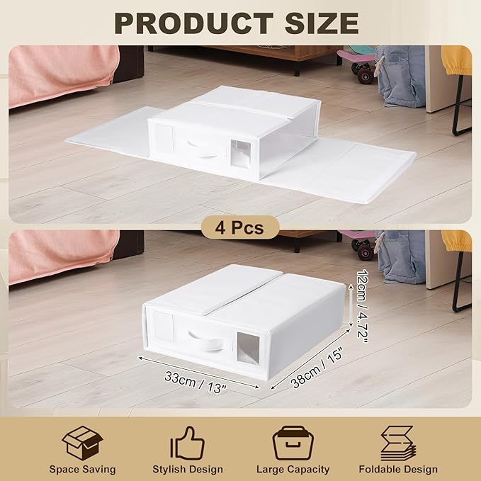 uxcell 4 Pack Bed Sheet Organizers and Storage with Handle, Foldable Bedding Duvet Cover Set Organizer Storage Closet and Und