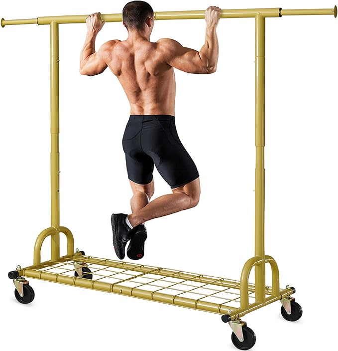 HOKEEPER Clothing Rack Gold Clothes Rack Heavy Duty Garment Rack for Hanging Clothes 525LBS Commercial Clothing Racks with Wh