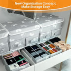EASEVE 2 Pack Sock Underwear Drawer Organizer Divider - Closet Organizers and Storage Dresser Organizer Wardrobe Clothes Box 