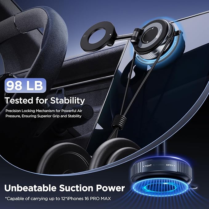 Vacuum Magnetic Phone Holders for Your Car 2026 Suction Cup Phone Mount with Washable Nano Gel Pads 360° Adjustable Phone Mount,Travel Gifts, Car Phone Holder for Smartphone Car/Gym/Mirror