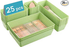 Vtopmart 25 PCS Plastic Drawer Organizers Set, 4-Size Versatile Bathroom and Vanity Drawer Organizer Trays, Storage Bins for 