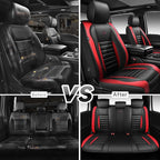 CAR PASS Nappa Leather Car Seat Covers Full Set, Luxury Seat Protector for Cars, Waterproof Anti-Slip Seat Cushion Armrest Co