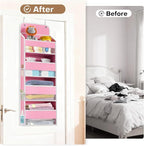 SpaceWhisper Over the Door Organizer, 4 Large Pocket Hanging Storage Organizer with 40lb Capacity, Space Saving for Nursery, 