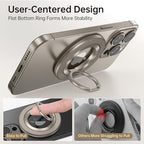 SYNCWIRE Magnetic Phone Ring Holder for MagSafe, 360° Rotation Cell Phone Grip Stand Finger Ring Kickstand Two-Sided Magnet Compatible with iPhone 17 Pro Max 16 15 14 13 12 MagSafe Accessories