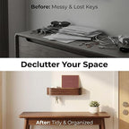 Wall Mount Key Holder with 5 Hidden Hooks Modern Key Hanger Rack Wood Entryway Hook Mail Organizer Tray Shelf Home Decor for 