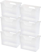 IRIS USA Medium Portable Desktop File Box with Open Lid, 6 Pack, Side Handles, Hanging File Folders, Tabs & Inserts, Letter S