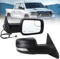 Right Passenger Side Mirror Fits 2019-2026 Ram 1500 With Power Folding Power Glass Heated Turn Signal Puddle Light Blind Spot Matte Black Replace#68276502AH(9+2Pins)