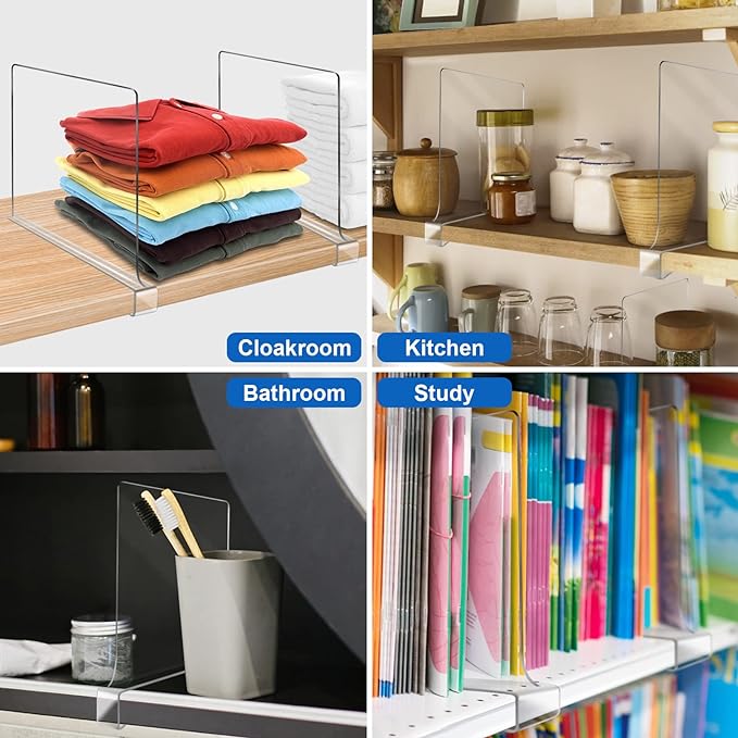 Acrylic Shelf Dividers for Closet Organization 10PCS Closet Shelf Divider Closet Dividers for Shelves Shelf Organizer for Clo