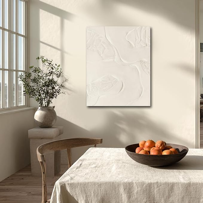 CHUDANHAO Abstract Hand Painted Wall Art Beige Wall Decor Line Hanging Art 32"x40" Large Artwork for Living Room Office Decor
