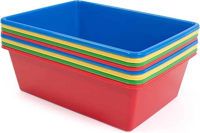 Humble Crew Toy Storage Bins for Kids, Set of 8, Primary Colors, Large - Sturdy, Colorful Plastic Storage Bins for Classroom,