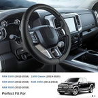 Steering Wheel Cover for Ram 1500, Car Steering Wheel Cover for Dodge Ram 1500 (2012-2018) 1500 Classic(2019-2023) 2500(2012-2018) 3500(2012-2018) 5500(2012-2018), Perforated Black