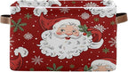 xigua Christmas Decoration Storage Basket Santa Collapsible Storage Bins Waterproof Canvas Storage Basket with Leather Handle