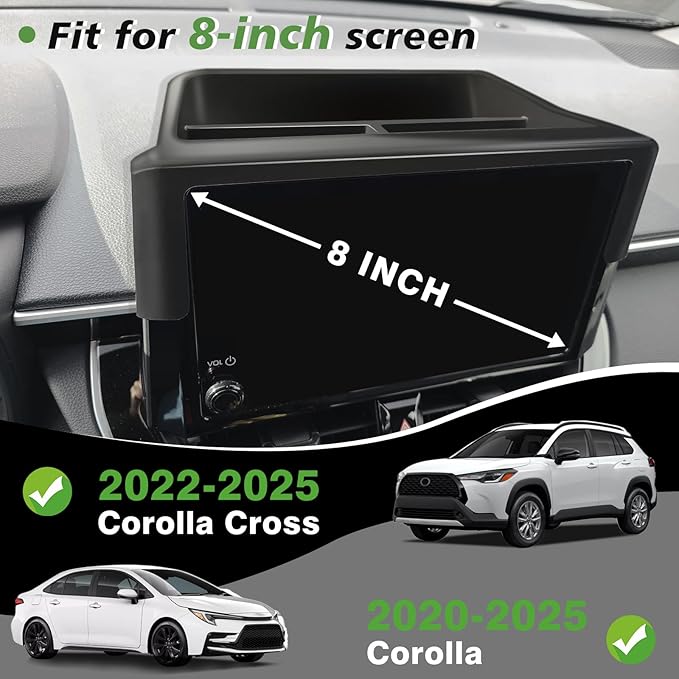 Muslogy Dashboard Storage Organizer Fits For 2020-2025 2026 Toyota Corolla & 2022-2026 Corolla Cross Accessories Non-Slip Insert Behind Screen for 8-inch Touch Screen (Red)