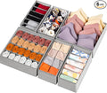 Criusia 6 Pack Sock Underwear Drawer Organizer Dividers, 58 Cell Foldable Fabric Dresser Closet Organizers and Storage Bins f