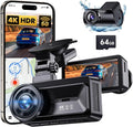 COOLCRAZY Dash Cam Front Rear - 4K+1080P Full HD Dashcam Free 64GB Card, with 5G WiFi GPS, Dual Dash Camera for Cars with 3" 