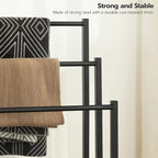 HOOBRO Free Standing Towel Rack, 3 Tier Blanket Rack, Blanket Holder for Bathroom, 16.9" L x 11" W x 31.9" H, Industrial Meta