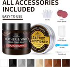 Leather Recoloring Balm with 100ml Mink Oil, Dark Brown Leather Repair Kit and Scratch Remover for Furniture, Car Seats, Sofa
