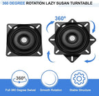 uxcell 3Pcs 6.5" Bar Stool Swivel Replacement, 360° Rotation Lazy Susan Turntable, Square Semi-Ball Bearing Seat Swivel Base 