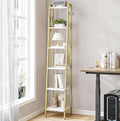 Hzuaneri Ladder Shelf, Bookshelf Bookcase, Freestanding Corner Storage Shelve with 2 Hooks for Home Office, Living Room, Kitc
