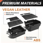 TripleAliners Center Console Organizer Compatible with 2025 2026 Ford Bronco(Not for 2-Door& Manual &Bronco Sport) Accessories Console Storage Box Armrest Tray | Two Layers with Leather Trim (Black)