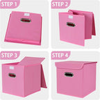 Closet Organizers Fabric Storage Bins With Lids Collapsible Cube Storage Organizer Basket With Handles,Storage Boxes for Clot