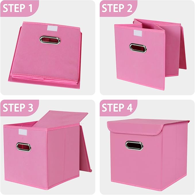 Closet Organizers Fabric Storage Bins With Lids Collapsible Cube Storage Organizer Basket With Handles,Storage Boxes for Clot