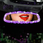 Dotesy 3 PCS Bling Rearview Mirror Cover, Elastic PU Leather Auto Rear View Mirror Protector with Butterfly Car Interior Accessories Universal for Car, SUV, VAN (Purple)