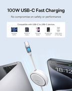 Baseus USB C to USB C Cable, 100W Retractable USB C 5A Fast Charging Cable, 4-Stage Length Preset USB Type C Charger Cord for