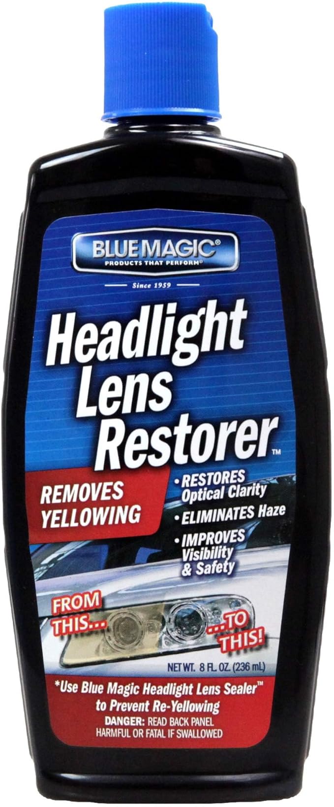 MPD Cobalt Charm Headlight Restorer – 8 oz | Removes Yellowing, Haze & Oxidation | Restores Lens Clarity & Brightness | Enhan
